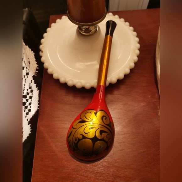 Pair of Handpainted Lacquered Wooden Spoon - Picture 3 of 5